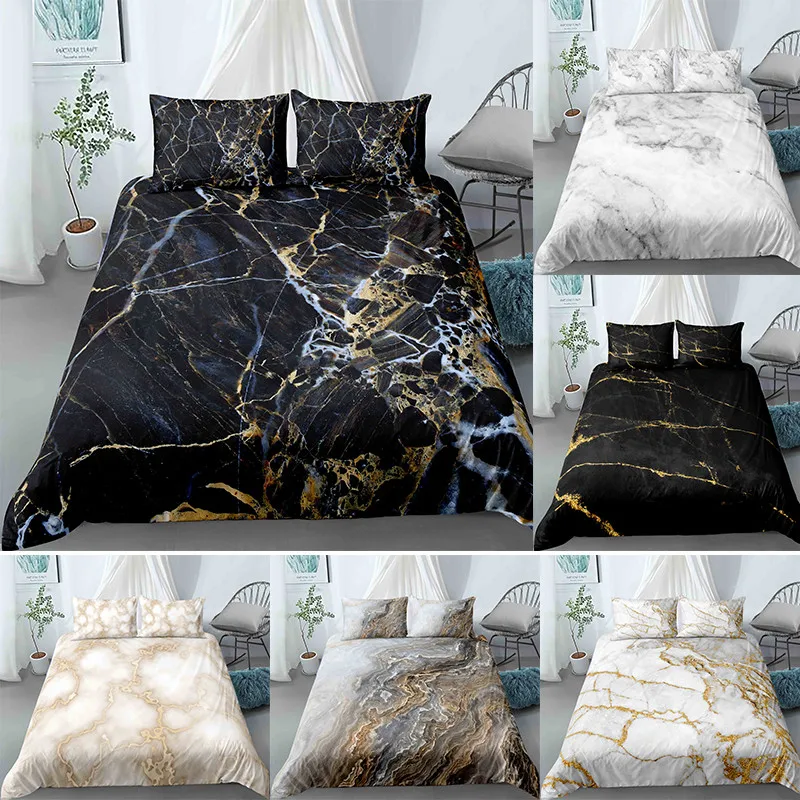 Marmor sängkläder 2/3 st Abstrakt Art Bed Set 210319