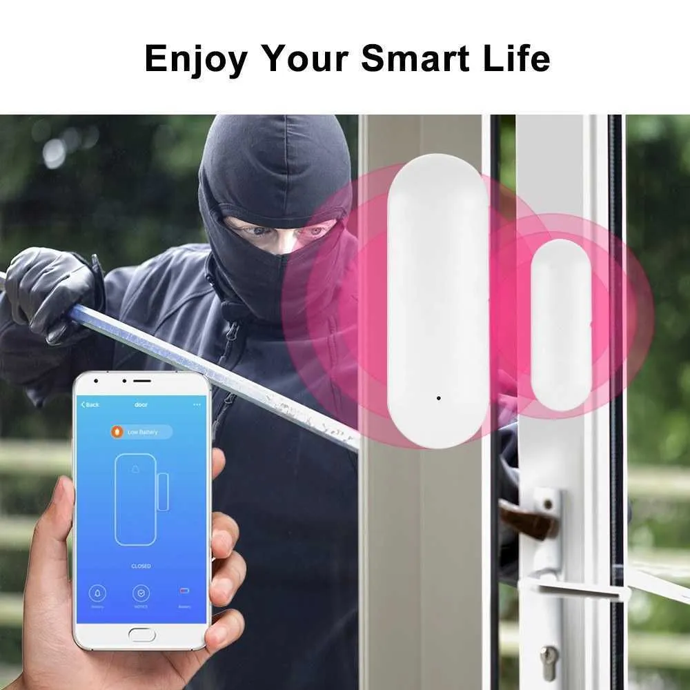 Bezprzewodowy czujnik okna Drzwi WiFi Smart Drzwi Wtwardzacz Detektor Home Security System Alarm