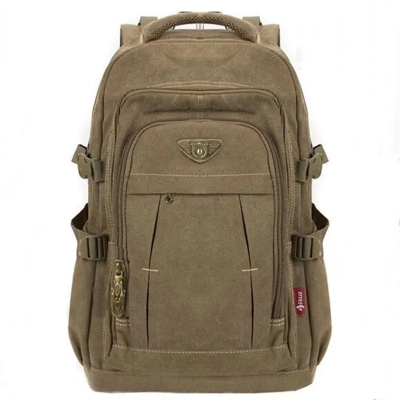 Men's Military Canvas Backpack Zipper Rucksacks Laptop Travel Shoulder Mochila Notebook Schoolbags Vintage College School Bags LJ200901