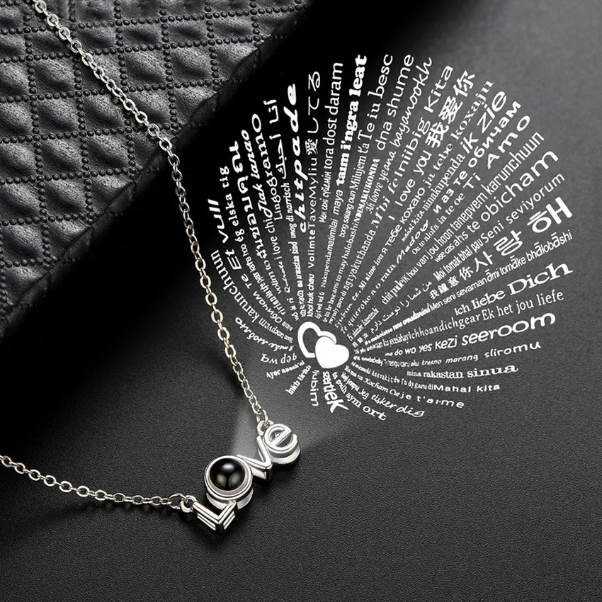 100 Languages I Love You Pendant Necklaces Copper Silver Chains