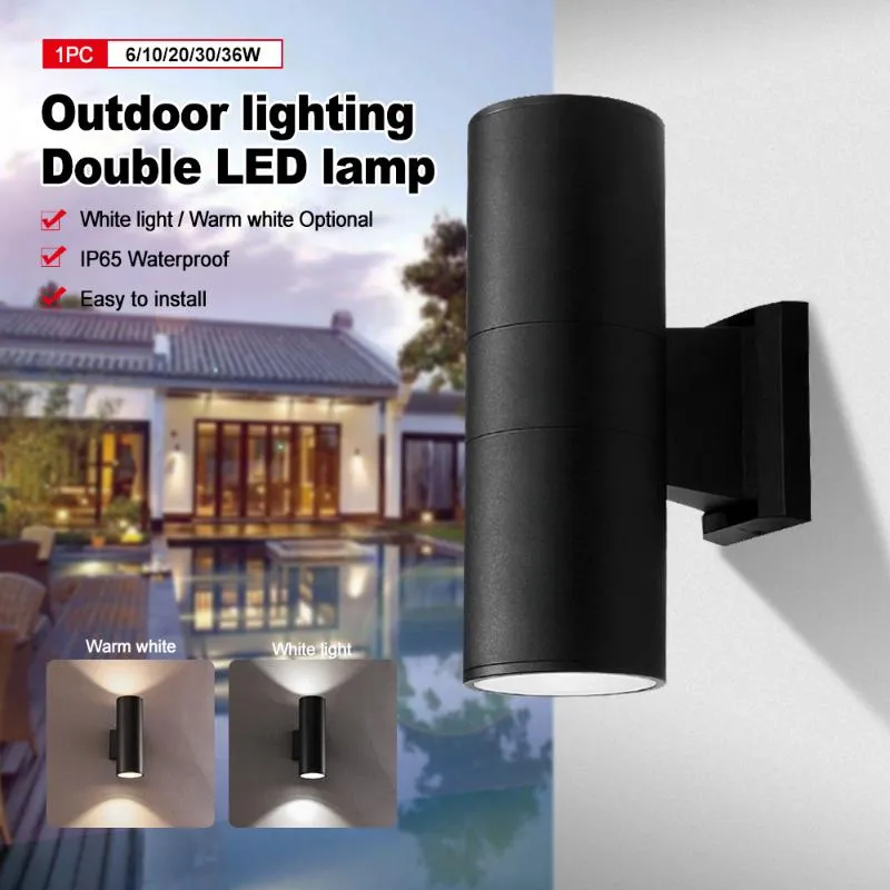 Outdoor Wall Lamps Black Gray Up Down Light 6W 10W 20W 30W 36WPorch Garden IP65 Waterproof Home Lighting Double LED Lamp