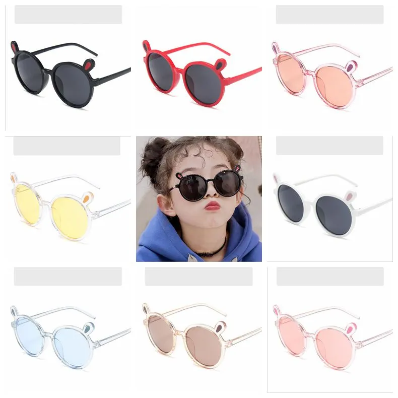 Miúdos Óculos de Sol Adorável Orelha Do Urso Orelha Redonda Sunglass Festa Favor Transparente Dos Desenhos Animados Sol óculos Crianças Praia Eyewear Kid Acessórios WMQ681