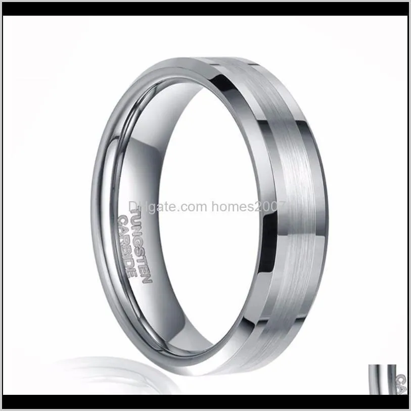 brushed wedding band for men tungsten carbide ring engagement rings women beveled edges finger jewelry alianca de casamento