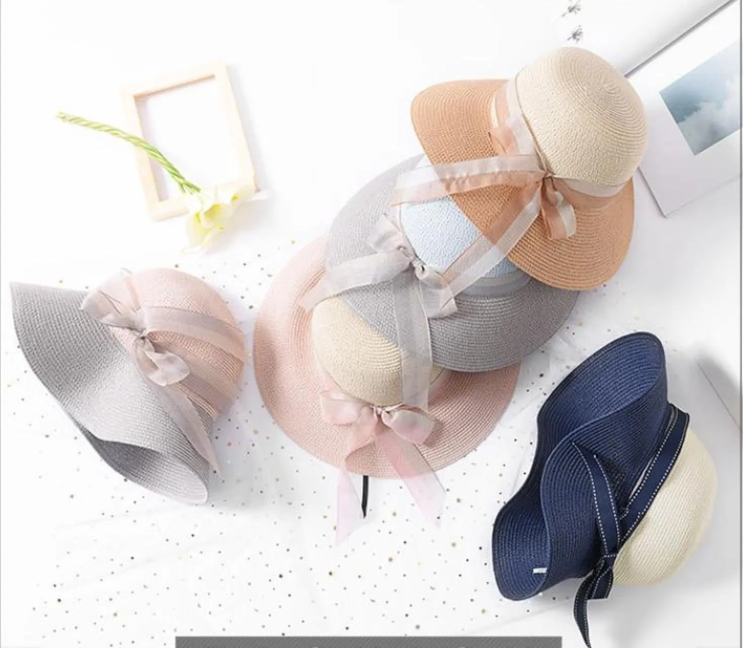 Caps Hats, Scarves & Gloves Fashion Aessories Women Sun Hats Hand Made St Female Bow-Knot Wide Brim Beach Hat Casual Summer Cap1 Drop