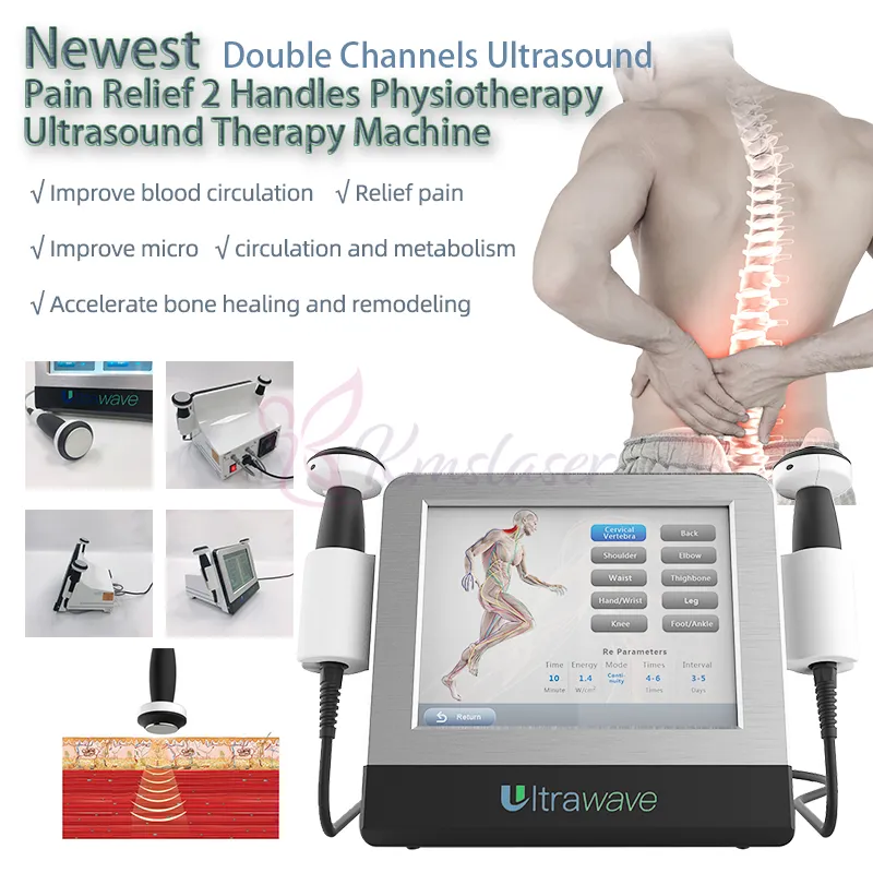 Taşınabilir Ultrawave Sağlık Güzellik Ekipmanları Ultrason Fizyoterapi Makinesi Vücut Ağrısı Rölyef Için 2 Kolları