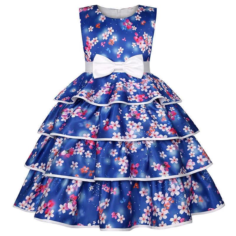 New Year Baby Girls Flower Party Dresses With Cotton Lining Children Kids Princess Elegant Chirstmas Vestidos Infantil Clothing Q0716