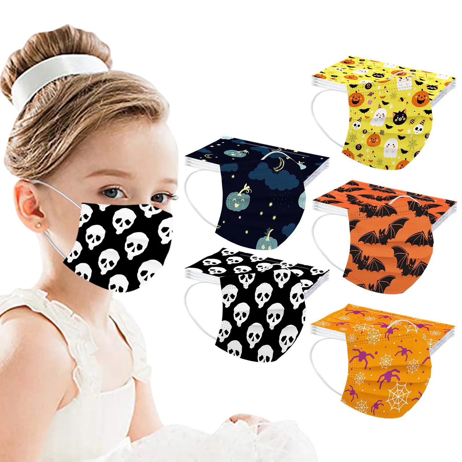Halloween Designer Face Mask stampa a colori personalizzata maschere usa e getta per bambini tridimensionali protettive a tre strati 3d
