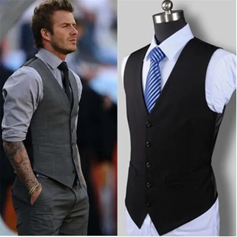 Hommes Slim Fit Mens Costume Gilet Casual Homme Noir Gris Formal Businss Arrivée s Homme Gilet Gilet Homme 210923