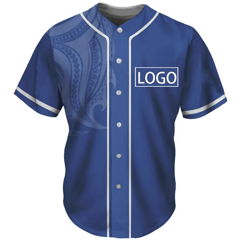 Erkek Casual Gömlek Özel Polinezyan Dövme Baskılar Futbol Takımı Logosu / Ad Trippy Baskı Beyzbol Jersey Spor Atletik Camisa Beisbol Hombre