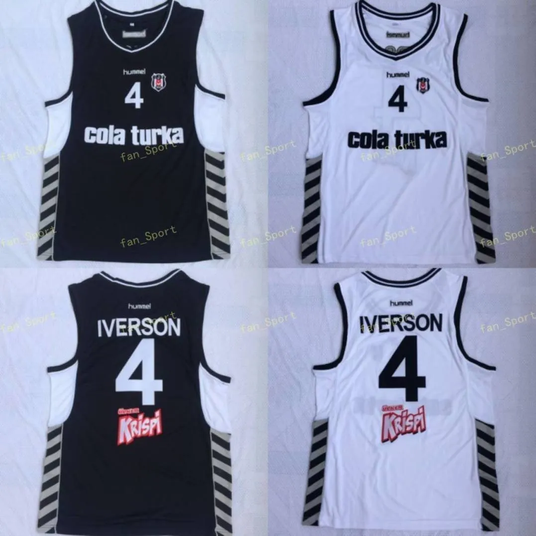 Mens Allen # 4 Iverson Besiktas Cola Turka de Turquie Turc Allen Iverson Basketball Maillots