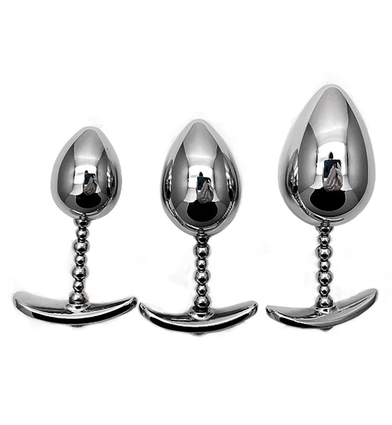 Stainless Steel Anal Beads Butt Plug Stimulate Massage Crystal Trainer G-Spot SM Adult Erotic Sex Toys for Women/Man
