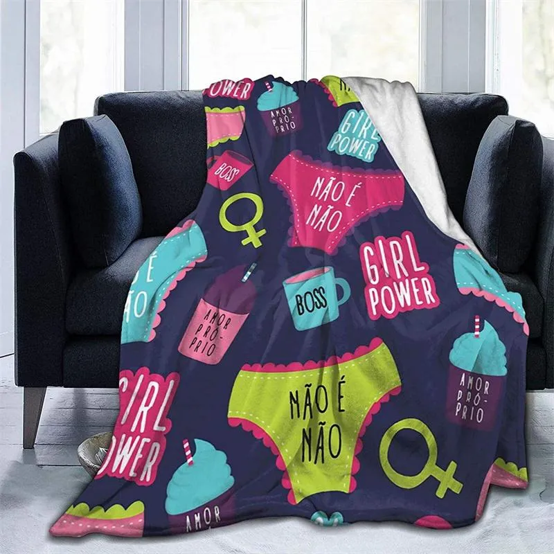 Dekens Girls Power Soft Plush Gift Flanel Microfiber Fleece Bedspread Sherpa 3D-Gedrukt Deken Bank Slaapkamer Decoratief