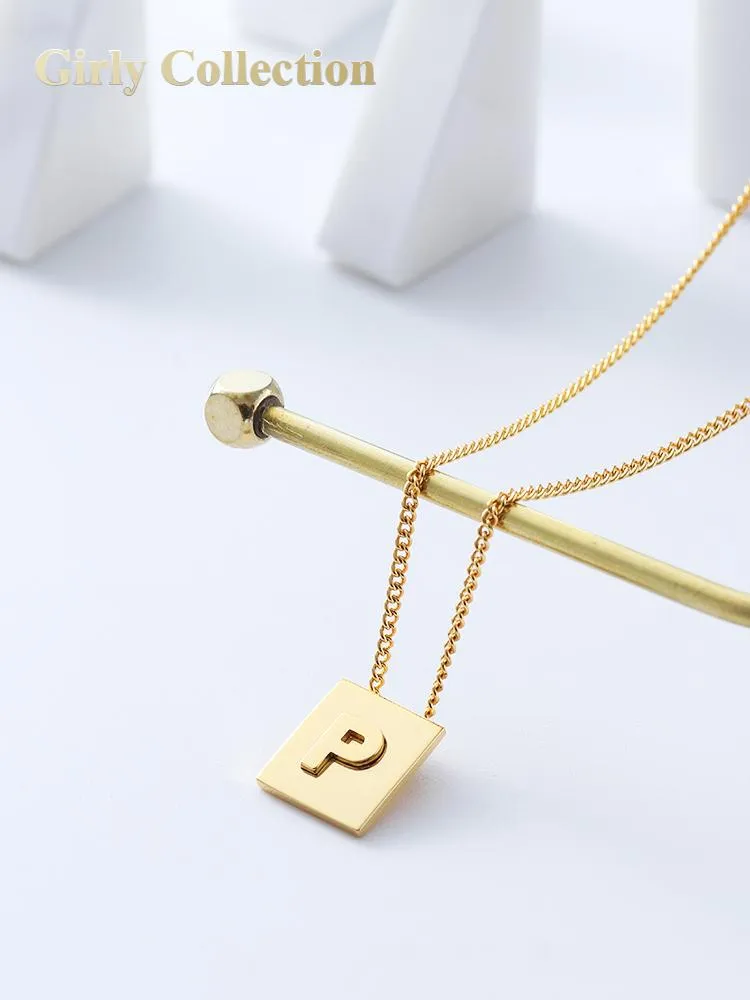 GirlyCollection INS 2021 lettre P initiale Alphabet déclaration chaîne collier tempérament unisexe Couple coréen bijoux chaînes cadeaux