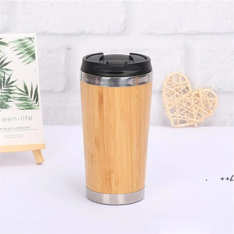 Bouteille d'eau en acier inoxydable Liner Tumbler en bois isolé café thé tasse voyage camping tasse thermos avec couvercle par mer RRB11584