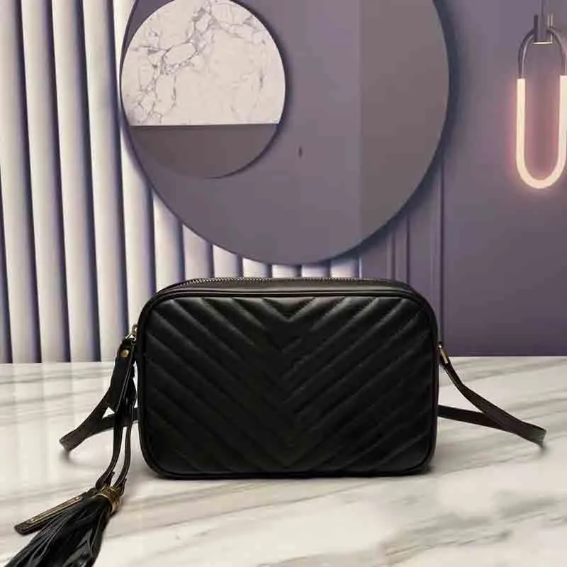 Câmera Messenger Bolsas de Noite Moda Designers Mulheres Tote Couro Genuíno Letra Sólida Diamante Lattice Chains de Poliéster Cruz Cruz Carta Bolsas Preto