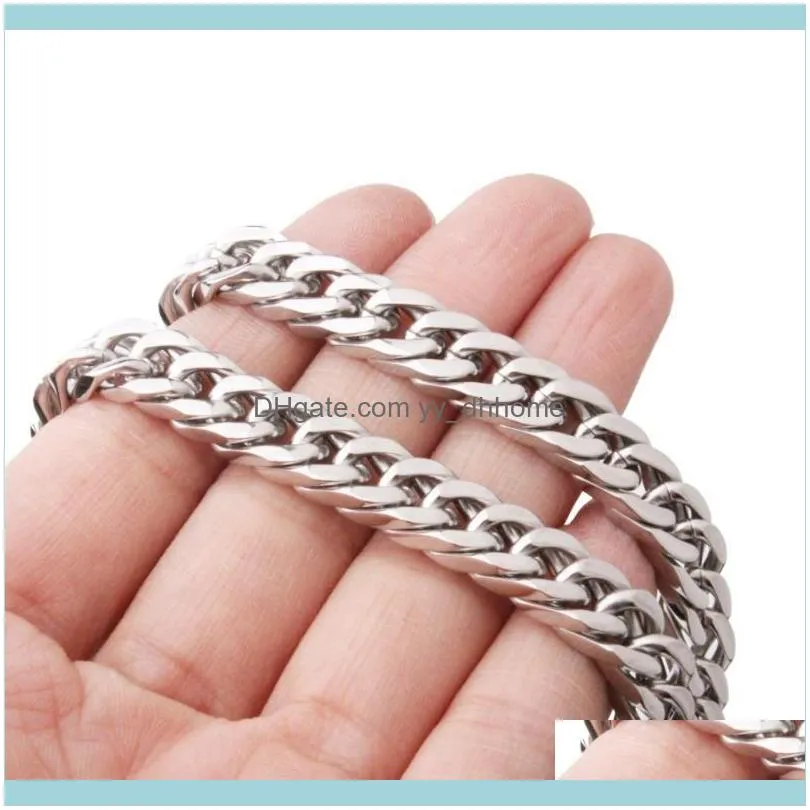 8mm Accessories White Gold Stainless Steel  Link Curb Cuban Chain Mens Necklace Male Party Jewelry Christmas Gift Chains
