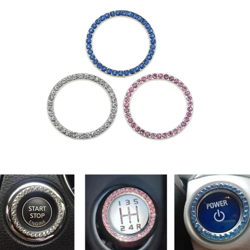 Interior Decorations 1PC 40mm/1.57" Automobiles Start Switch Button Decorative Diamond Rhinestone Ring Circle Trim Auto Car Accessories