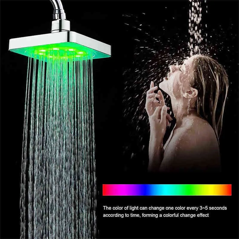 Cabezal de ducha LED creativo Cabezal colorido Baño 7 colores que cambian LED Grifo de ducha Resplandor de agua Luz Ahorro de agua ajustable NUEVO H1209