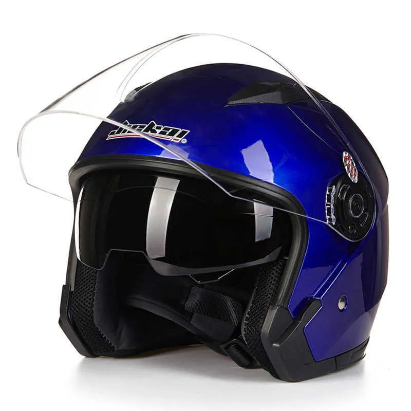 Motorcycle Dual lens 3/4 Helmet scooter Open Face Capacete Para vintage helmets Motocicleta Cascos Moto DOT ECE Motocross helmet Q0630