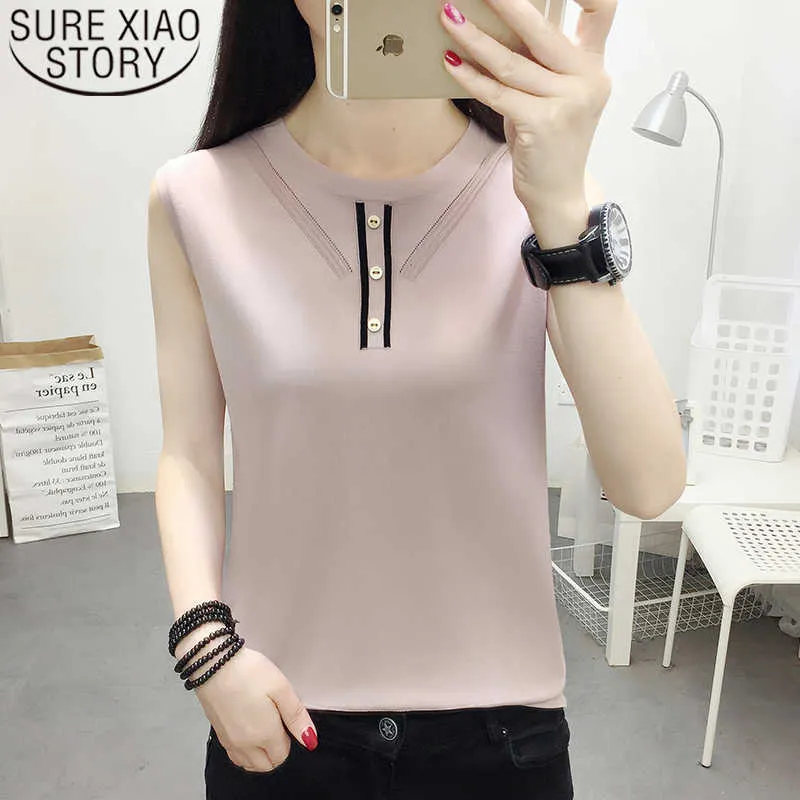 Fashion Thin Bottoming Sling Street wear Women Clothing Summer Sleeveless Ice Silk Knitted Vest Top White Shirt 8900 50 210527