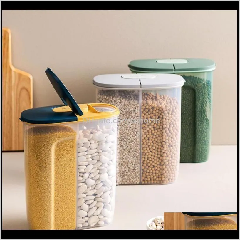 storage box double-layer kitchen grain and tank double-layer, dry goods, plastic moisture-proof sealed bottles & jars