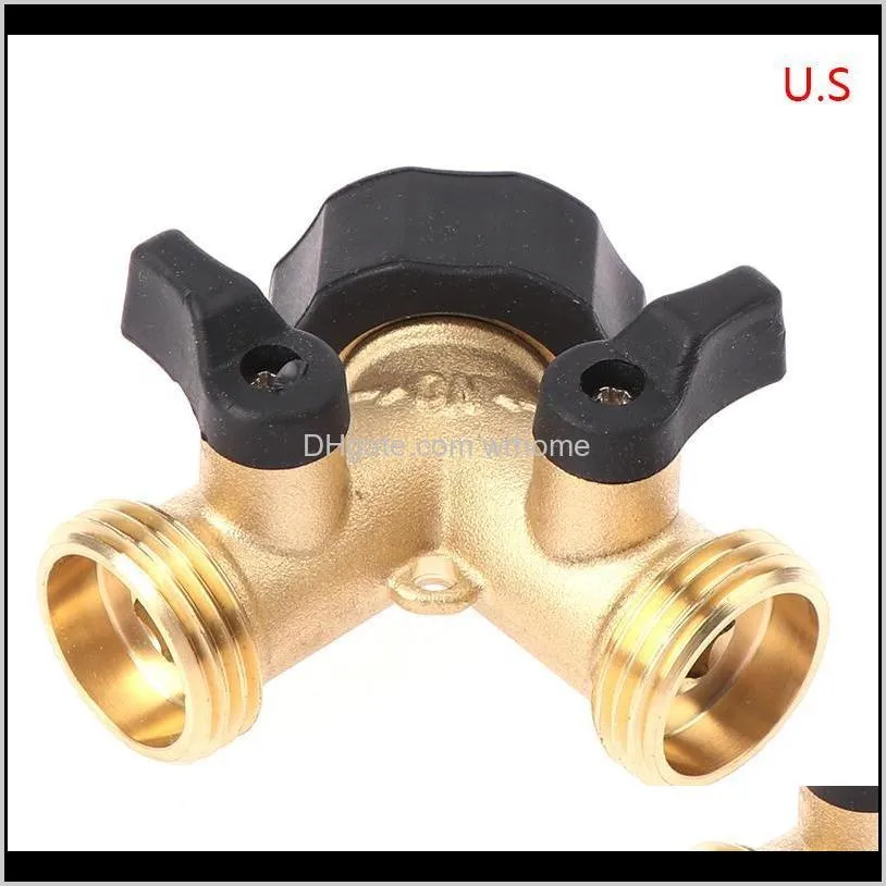 1pcs brass female 2 way tap water splitter garden y quick connector irrigation valve hose pipe adapter watering equipments
