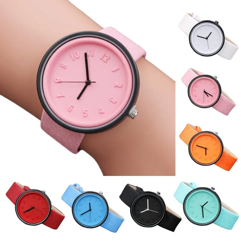 Wristwatches Kids Watches Girls Fashion Candy Color Japanese Style Quartz Clock Canvas Strap Colorful Ladies Wristwatch Student Jewelry