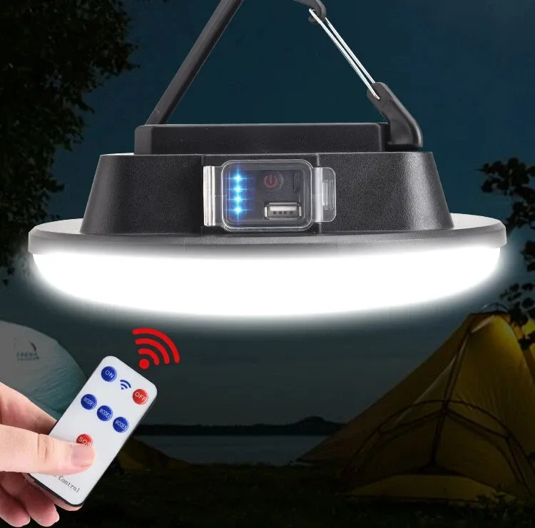 Xanes® Solar LED Campinglampa med fjärrkontroll IPX6 Vattentät Utomhus Floodlight 3-lägen Hängande Tältljus - Blå