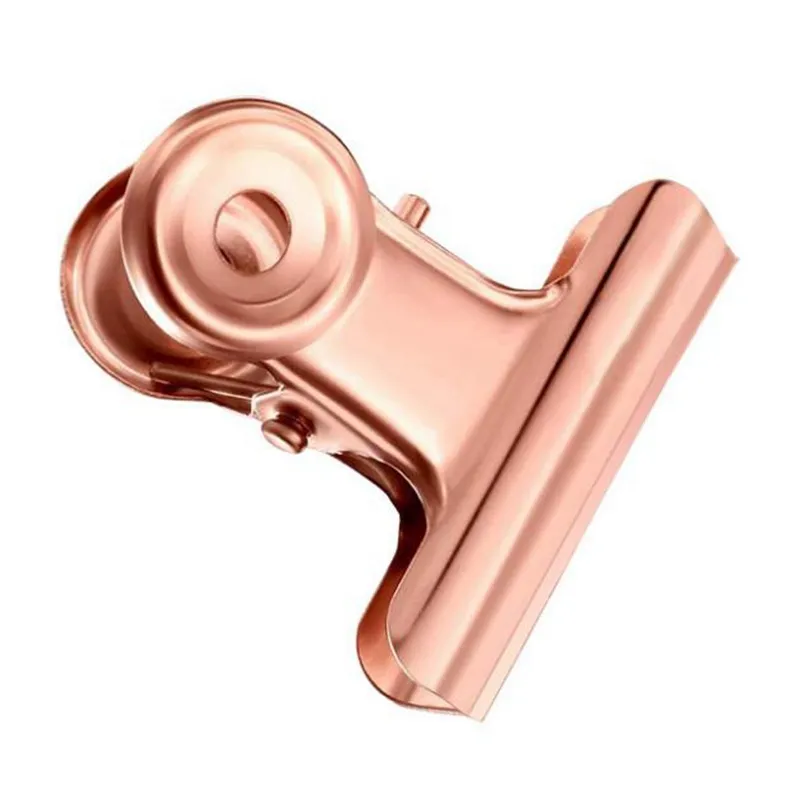 22mm / 31mm redondo clipes de aperto de metal rosa bulldog de ouro clipe de papel de bilhete de aço inoxidável para etiquetas sacos de escritório A0027
