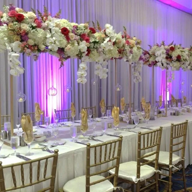 パーティーの装飾の結婚式のテーブルの中心的な色の金の床の花スタンド花瓶のメタルコラム結婚の柱小道具イベント通り装飾1567