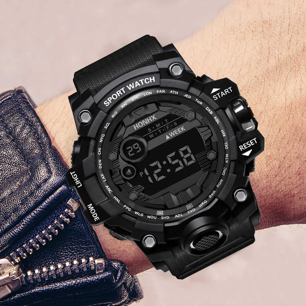 Herrenuhr Einfache Leuchtsensor Led Digitale Elektronische Armband Uhren Laufen Outdoor Sport Wasserdichte Uhr Relogio Reloj G1022