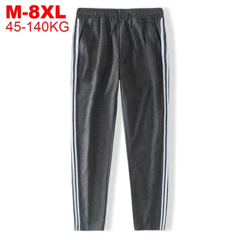 Joggers pantalons de survêtement hommes chinois Street Wear coton pantalon sport survêtement pantalon pour grande taille 8xl 7xl rayé homme 210715