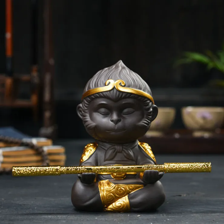 Kinesisk lila Clay Kung Fu Tea Set Tea Pet Monkey King Oolong Tea Home Deco