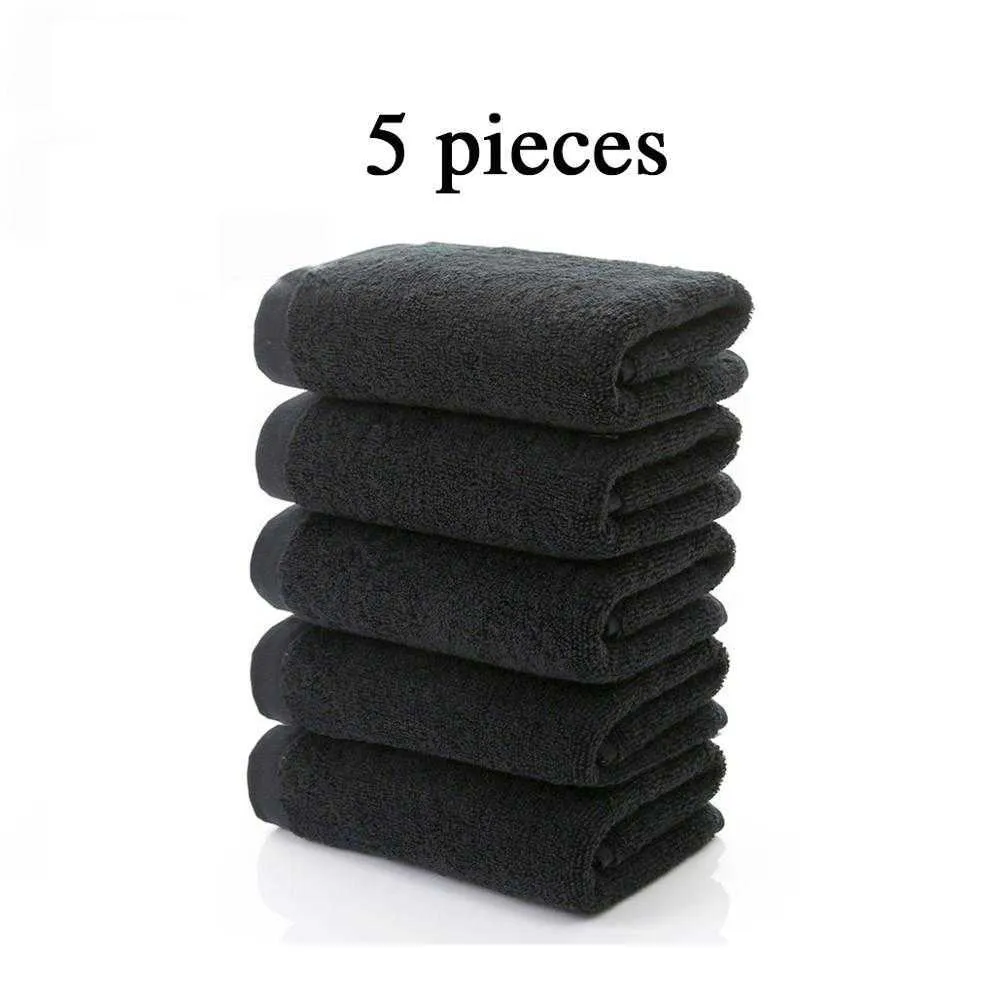 5 pièces 100% coton noir visage serviette sans décoloration serviettes de bain grande serviette de plage pour hommes pour el cadeau d'entreprise drop ship disponible 210611