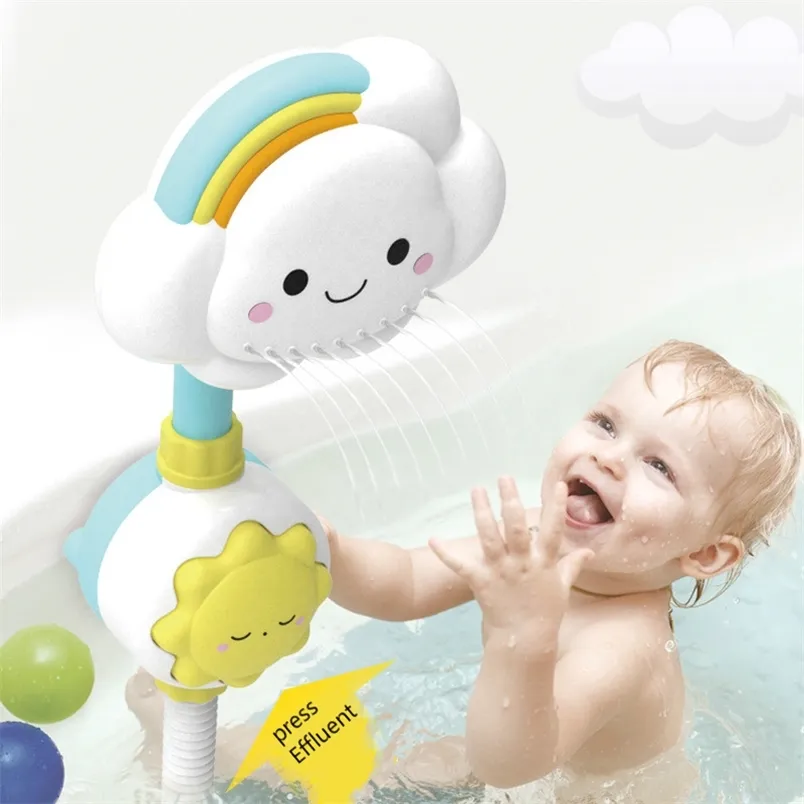 子供のためのバスのおもちゃのためのベビーウォーターゲームの雲モデルの蛇口のシャワースプレースプリンクラーバスルーム210712