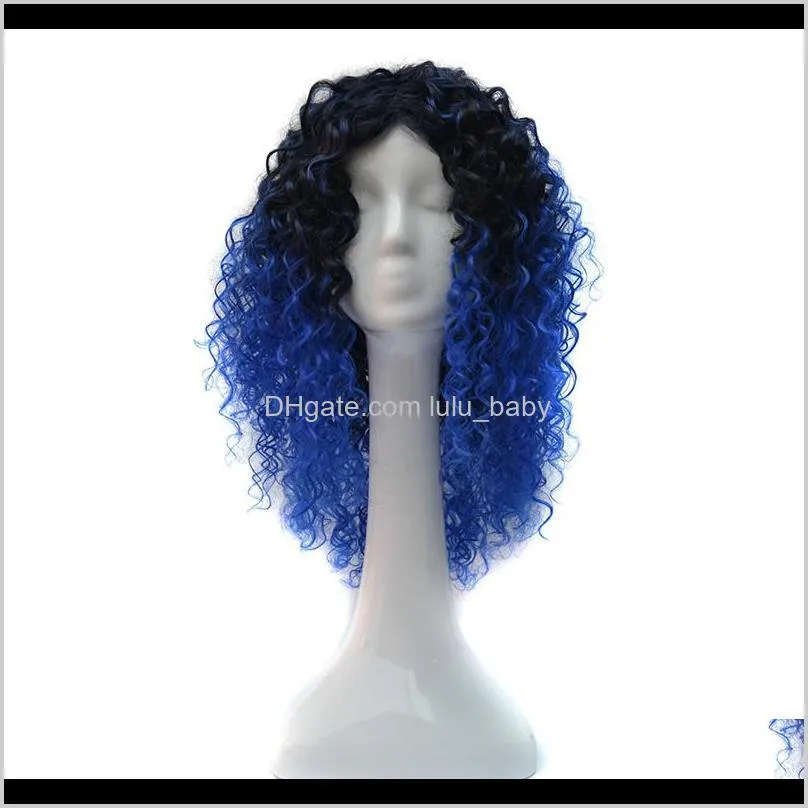 z&f ombre granny grey brown blonde afro kinky curly weave hair synthetic wigs short wigs for black women