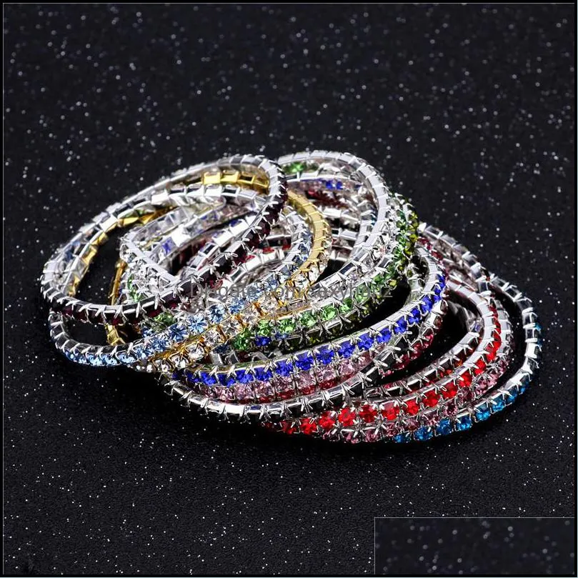 Korean 3.5MM One Row Rhinestones stretch bracelets Crystal iced out Tennis bangle bracelet For women & Ladies Fashion Jewelry in Bulk