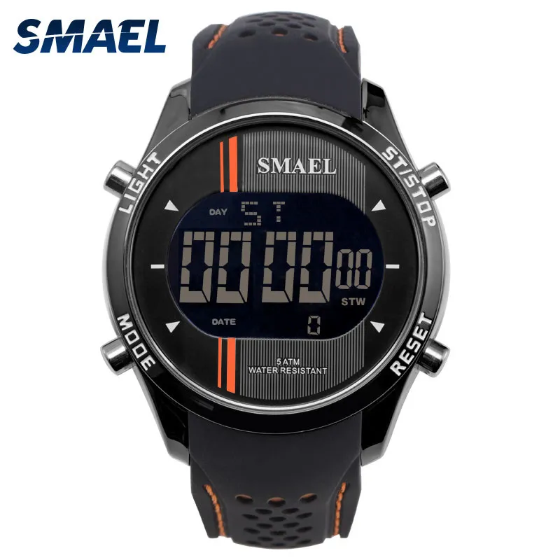 Smael Led Montres Numériques Homme Quartz Sport Montres Noir Horloges Intelligentes Mode Cool Hommes Montre Électronique De Luxe Célèbre 1283 Q0524