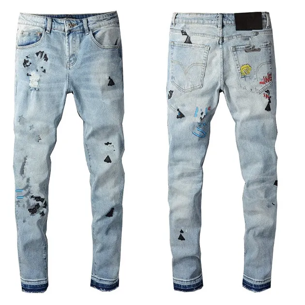 Neue Ankunft Herren Designer Jeans StripeStyle Waschen Jean s Mode Streifen Männer Hosen Motorrad Biker Kausalen Hip Hop Verkauft UNS S276t