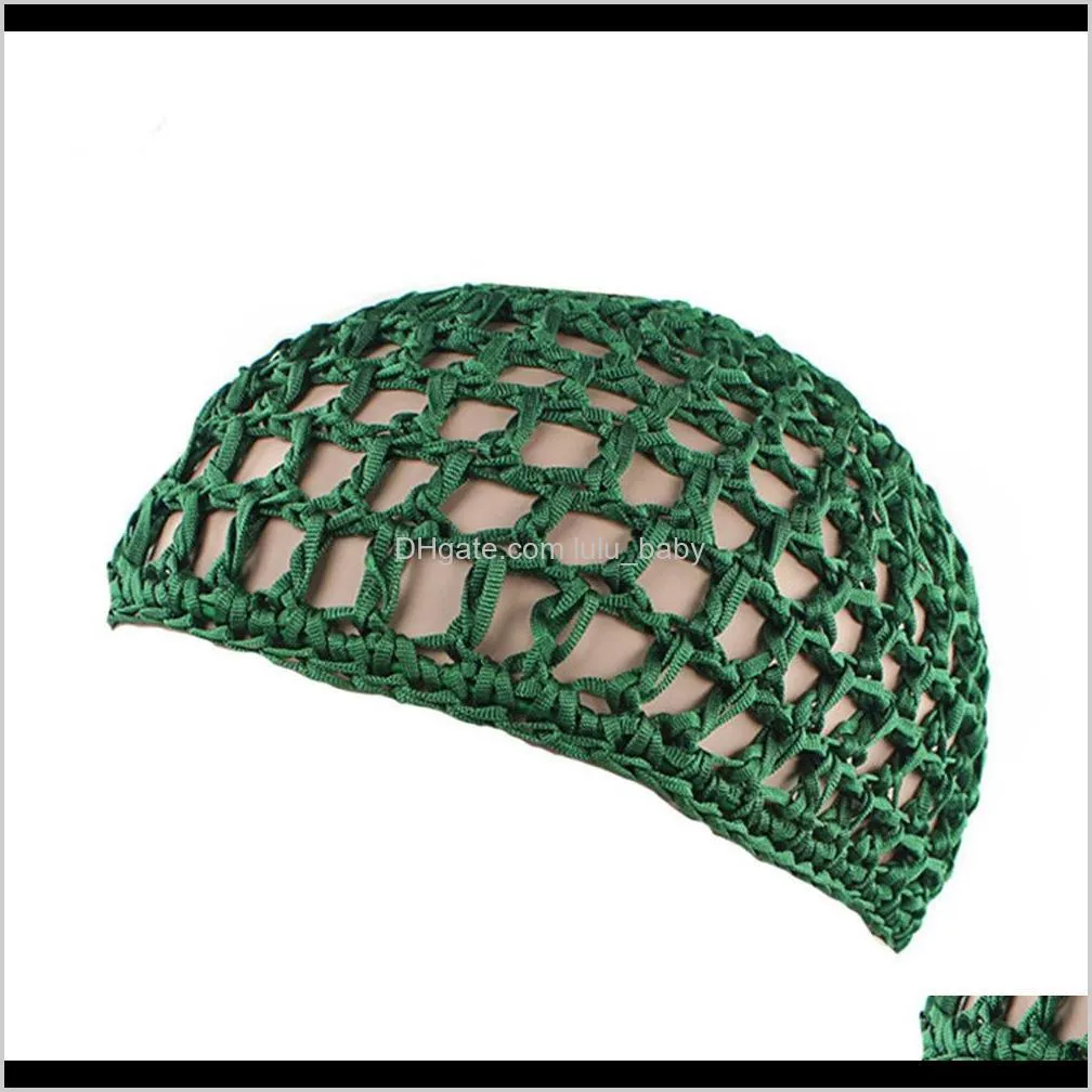 2021 new women`s mesh hair net crochet cap solid color snood sleeping night cover turban hat popular casual beanie chemo hats