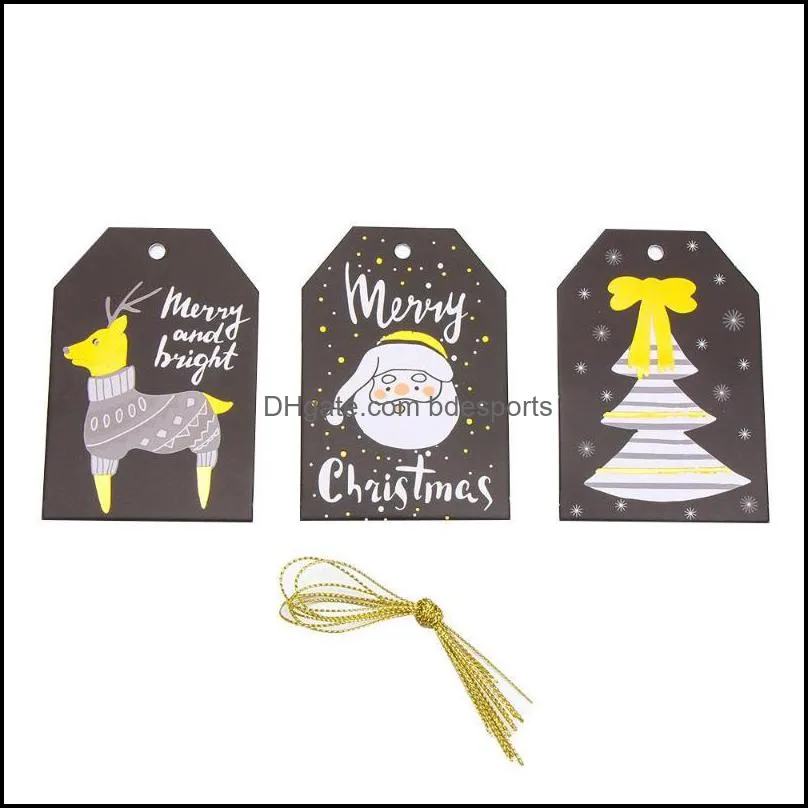 Christmas Decorations Paper Card Cute Printing Tree Home Ornaments Hanging Label Santa Hang Tag Pendant