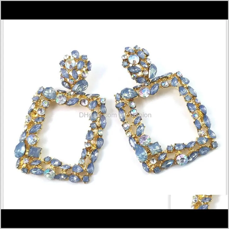 geometric crystal stone rhinestone earrings fashion big colorful statement dangle earring daily wedding party jewerly 2163