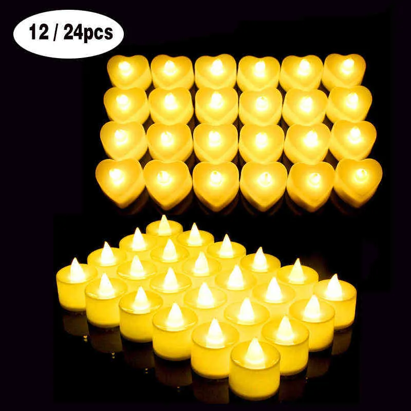 24pcs LED électrique fausse bougie en blanc chaud réaliste ampoule scintillante LED lumière de thé pour la célébration du festival saisonnier H1222