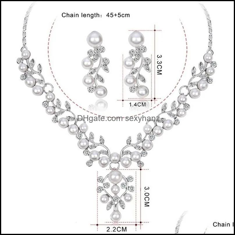 Earrings & Necklace Imitation Pearl Short Jewelry Set Prom Party Accessory
