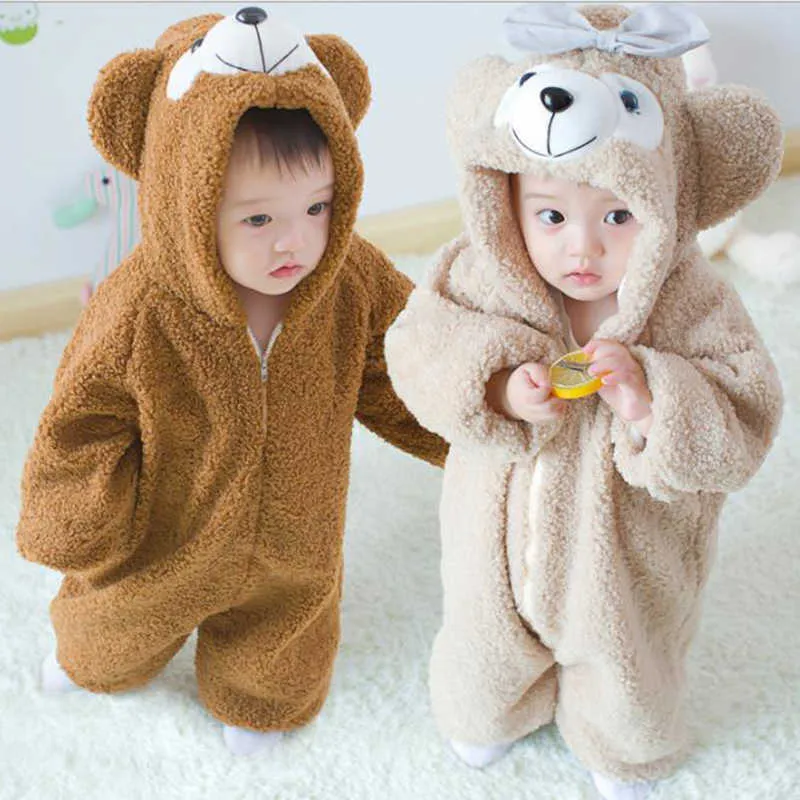 Ropa de bebe nacido mameluco Oneise oso de dibujos animados infantil carnaval suave nino traje de invierno mamelucos 0 3 anos 210816