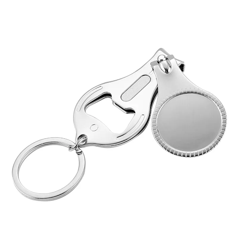 Clippers à ongles multifonction ouvre-bouteille Keychain Bottle ouvreur de bouteille Faveur pliant Fingernail Cutter Clipper Pocket Pocket Pocket Pendentiable Per personnalisable Logo JY0977