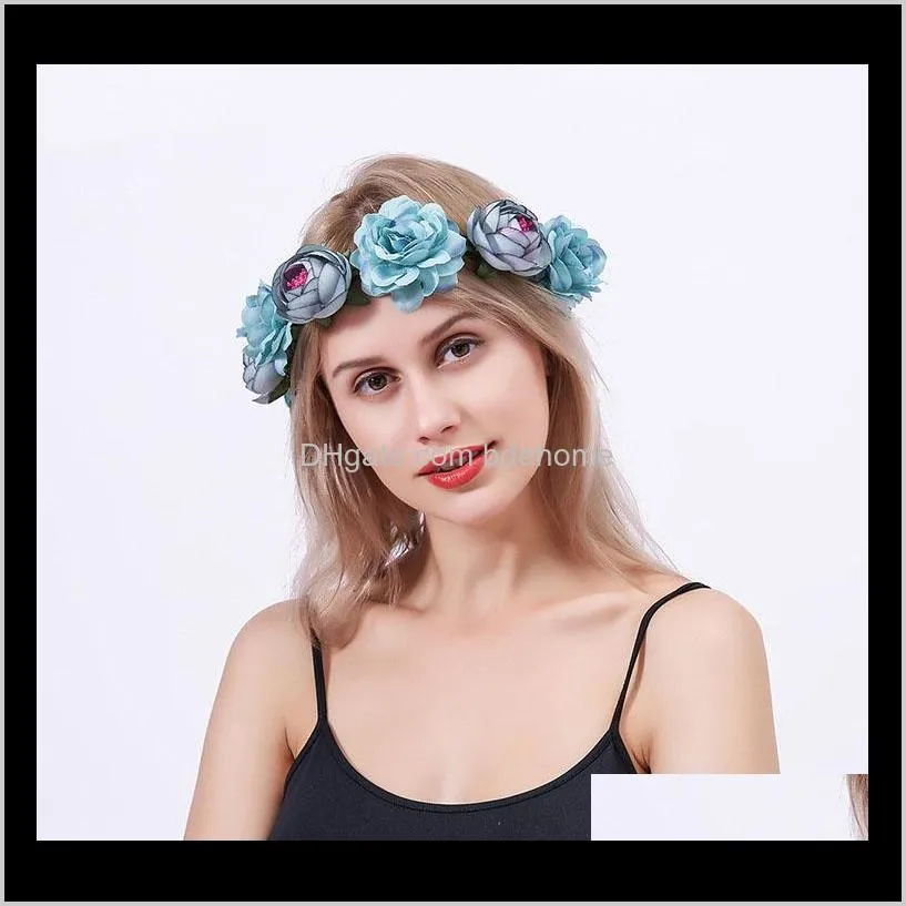 amazon top seller 2019 charming fancy beauty women headdress flower wholesale custom rose garland bridal garland