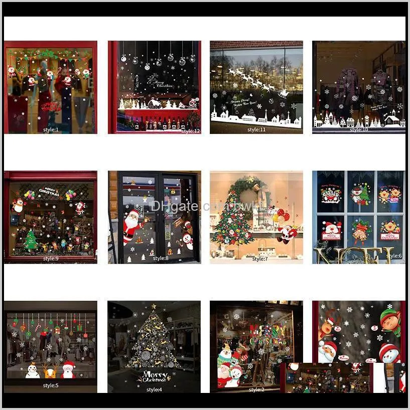 christmas wall sticker living room xmas santa claus snowman elk stickers window showcase glass decor poster decorative films 201201