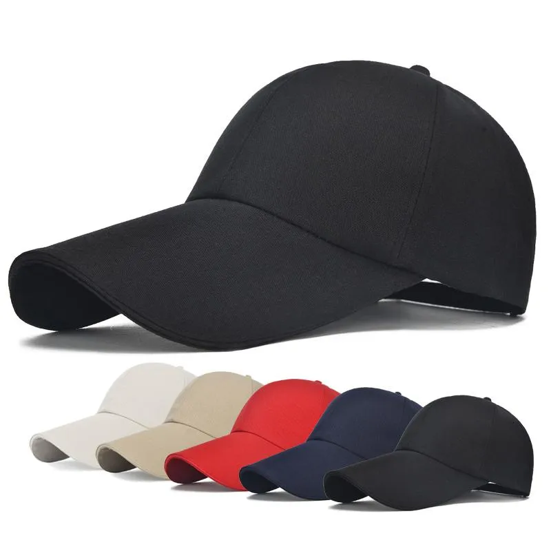 Gebogen 11 cm lange vizier hoed massieve kleur honkbal pet mannen buiten zon verstelbare sport petten golf hiphop gemonteerde hoeden