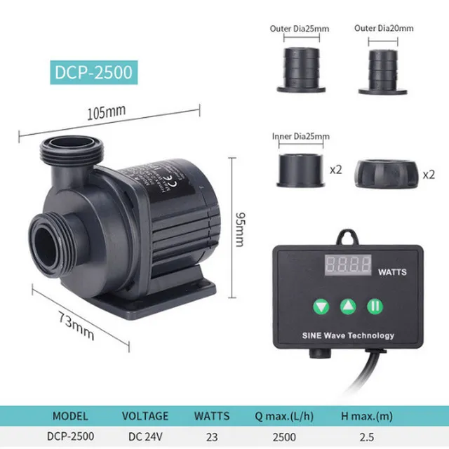 110V-240V DC DCP-serie sinuspump fiskbehållare stöt färsk havsvattenpump för akvarium